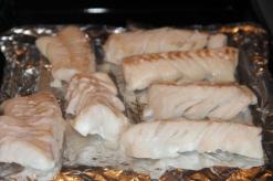 Boiled cod fish salad